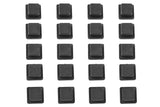 Team Corally C-00180-046 Eccentric Bushings Set consisting of multiple small black square-shaped bushings for radio control car parts.