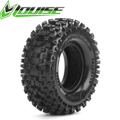 Louise CR-Uphill 1.0" Crawler Tires Super Soft (2) designed for radio control parts featuring aggressive tread pattern for enhanced grip on rough terrain.
