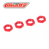 Team Corally C-00180-230 Red Aluminum Ribbed Wheel Nut 17mm (4)