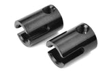 Team Corally C-00180-155-2 Steel Pinion Outdrive Cup (2) in black steel, designed for durable use in radio control parts and rc car assemblies.