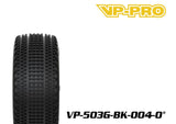 VP-PRO VP-503G 1/10 Short Course Truck Tires (4) Pre-Mounted Black shown with detailed tread pattern for optimal grip on radio control parts and rc cars.