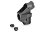 Team Corally C-00180-108-1 Wide Steering Block w/ Front Ball Cups shown as a durable black plastic radio control part for rc cars with two small front ball cups included.