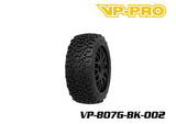 VP-PRO VP-807G Bull Dog Evo 1/8 Buggy Pre-Mounted Tires (4) Black Wheels designed for enhanced grip and durability in radio control parts and rc car parts applications.
