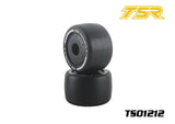 Team Saxo 1/10 F1 RC Car Rear Tires Pre-Mounted (2) Black Rim 14mm Hex Rubber