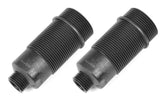 Pair of black Team Corally C-00180-1023 Front Composite Shock Absorber Bodies (2) designed for radio control car parts, featuring threaded bodies for easy adjustment.