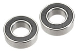 Two precision metal ball bearings with black seals, suitable for use in radio control parts, identified as Team Corally ABEC-3 Ball Bearing 8x16x5mm (2).
