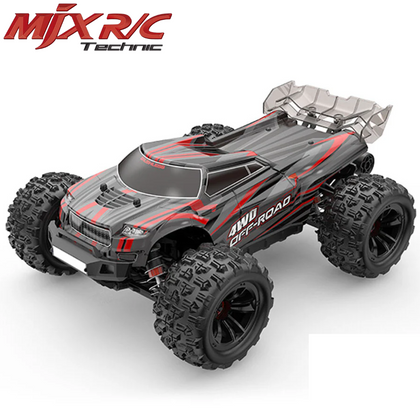MJX Hyper Go 16210 Brushless 1/16 4WD Truggy with aggressive off-road tires and aerodynamic body design for high-performance radio control car parts enthusiasts.