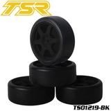 Team Saxo TS01219-RB 1/10 Touring Car Tires Pre-Mounted Rubber Black Spoke (4)