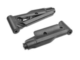 Pair of black plastic Team Corally C-00180-915 Left and Right Winglets for HDA-3 Front Upper Arms designed as durable radio control parts for rc cars.