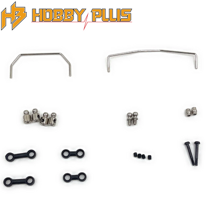 Hobby Plus HBP250142 Sway Bar Set Speck B with metal sway bars, ball connectors, plastic linkage rods, and screws for radio control car parts and rtr rc cars.