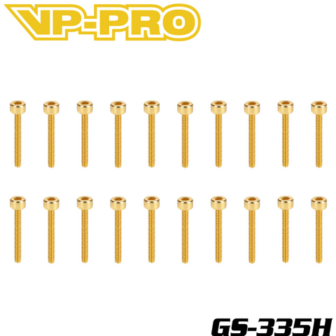 VP-PRO GS-335H 3mmx35mm Gold 12.9 Alloy Steel Hex Socket Head Screws (20)