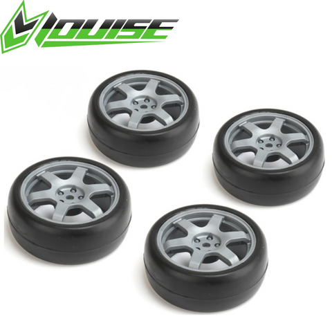 Louise LNHA490 Mounted Slick Tires w 6 Spoke Grey Wheels