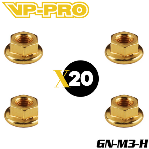 VP-PRO GN-M3-H Gold M3 Flange Serrated Locknuts (20)