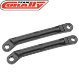 Team Corally C-00180-921 HD Steering Links for HDA-3 (2) in black, durable rc car parts designed for precise steering control in radio control vehicles.