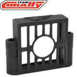 Team Corally C-00180-224 Fan Holder for 40mm Fans in black durable plastic, designed for secure mounting of cooling fans in radio control parts and rc car components.