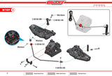 Diagram showing step 3 of assembling radio control parts with labeled screws and components, featuring the Team Corally C-00180-149 Steel Ball 5.8mm (4) used in the linkage assembly.