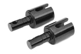 Pair of black metal Team Corally C-00180-154-2 Steel Center Differential Outdrive Cup (2) components for radio control car parts and RC steering systems.