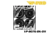 VP-PRO VP-807G Bull Dog Evo 1/8 Buggy Pre-Mounted Tires (4) Black Wheels displayed in original packaging for rc car parts by Naughty Boy RC.