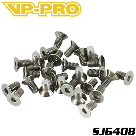 VP-PRO SJG408 4x8mm Flat Headed Screws BLACK STEEL (30)