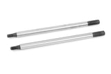 Team Corally C-00180-166 Steel Front Shock Shaft 61mm (2) replacement parts for radio control cars, featuring durable steel construction and threaded ends for secure fit.