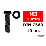 Team Corally C-3003-30-10 Steel Screws M3x10mm Hex Button Head (10)
