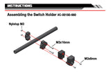 Diagram showing assembly instructions for Team Corally C-00180-660 Torox 135, 180 Switch Holder Tube 12mm with labeled M3 screws and nuts for radio control car parts.
