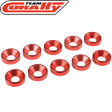 Team Corally C-3213-40-5 M4 Red Aluminum Washer OD=10mm (10) set of ten red anodized aluminum washers for radio control parts and rc car parts.