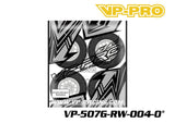 VP-PRO VP-507G 1/10 Short Course Truck Tires (4) Pre-Mounted White displayed on branded packaging with bold black and white graphic design, ideal for radio control car parts.