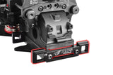 Team Corally C-00180-139 Aluminum Suspension Arm Mount PRO Front-Front installed on an rc car chassis, showing a durable black aluminum rc car part for enhanced suspension performance.