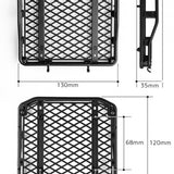 Gmade GM40080 1/10 Scale Off-road Roof Rack & Accessories showing detailed measurements of the black plastic rack with a diamond mesh design for radio control car parts.