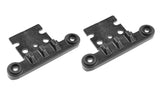 Pair of black plastic Team Corally C-00180-880 Bumper/Gearbox Cover (2) parts designed for radio control car assembly and protection.