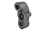 Team Corally C-00180-009-1 Front Steering Block w/ Ball Cups in black plastic, designed for durable radio control car steering assembly.