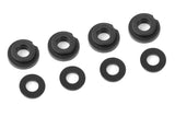Team Corally C-00180-078 Shock Body Inserts + Washers set featuring black circular rubber components designed for radio control parts in rc cars and rtr rc cars.