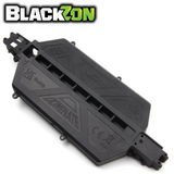 BlackZon BZN540420 Main Chassis Vyper & Turbo in black plastic designed for radio control parts, featuring detailed engravings and mounting points for rc car assembly.