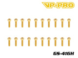 VP-PRO GS-416H 4mmx16mm Gold Alloy Steel Hex Socket Head Screws (20)