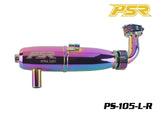POWERSTAR PS-105-L-R 1/8 On-Road Exhaust Pipe (EFRA 2201) Rainbow with a vibrant multicolor finish, designed for enhanced performance in radio control car parts.
