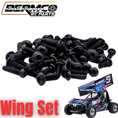 Bermco RC Parts Losi 22S Sprint 12.9 Black Steel Wing Screw Kit