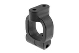 Team Corally C-00140-051 Left C-Hub 9 Degree (1) SBX425 black plastic radio control part designed for precise steering in rc cars.