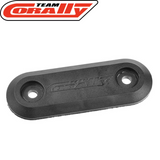 Black plastic Team Corally C-00180-912 Wing Washer with two mounting holes, designed for use as a radio control parts accessory for RC cars.