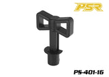 Black plastic sleeve extractor tool designed for radio control parts, shown with the PSR logo, identified as POWERSTAR PS-401-16 Sleeve Extractor Tool 1/8 Nitro Engine.