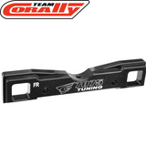 Team Corally C-00180-140 Aluminum Suspension Arm Mount PRO Front-Rear, black anodized aluminum, durable rc car part for enhanced suspension performance in radio control cars.