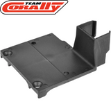 Team Corally C-00180-1016 ESC Plate black plastic mounting plate for radio control parts, designed to securely hold ESC components in rc cars.