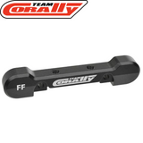 Team Corally C-00180-874 Aluminum Suspension Arm Mount HD Front-Front 8mm in black anodized finish, designed for durable radio control parts in rc cars.