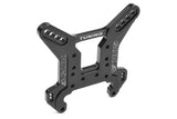 Team Corally C-00180-423 Rear Shock Tower 5mm Swiss 7075 T6 black anodized aluminum part for upgrading rc car suspension, designed for durability and precision tuning.