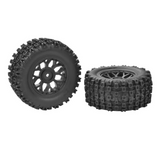 Team Corally C-00230-0070 Tire Set Glued Black Rims (2) Furago Punisher XD