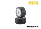 Team Saxo 1/10 F1 RC Car Front Tires Pre-Mounted (2) White Rim Bearing Rubber