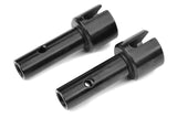 Team Corally C-00180-370-2 Rear Steel Drive Axle V2 (2), two black steel radio control parts designed for enhanced durability in rc cars.