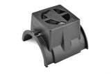 Team Corally C-00180-821 Blower Fan Shroud fits 42mm Motors for 30mm Fan, a black plastic protective cover designed for cooling in radio control car parts.