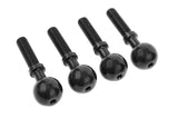 Set of four black threaded steel pivot balls designed for radio control car parts, identified as Team Corally C-00180-123 Steel Pivot Ball (4).