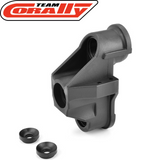 Team Corally C-00180-108-1 Wide Steering Block w/ Front Ball Cups in black plastic, designed for rc car parts and radio control vehicles.